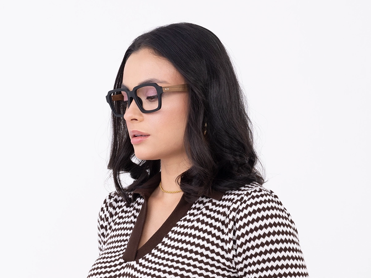 Square Oversized Wooden Frame glasses 1