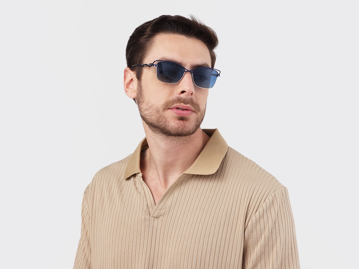 Matte Azure Blue & Silver Cat-eye Sunglasses 1