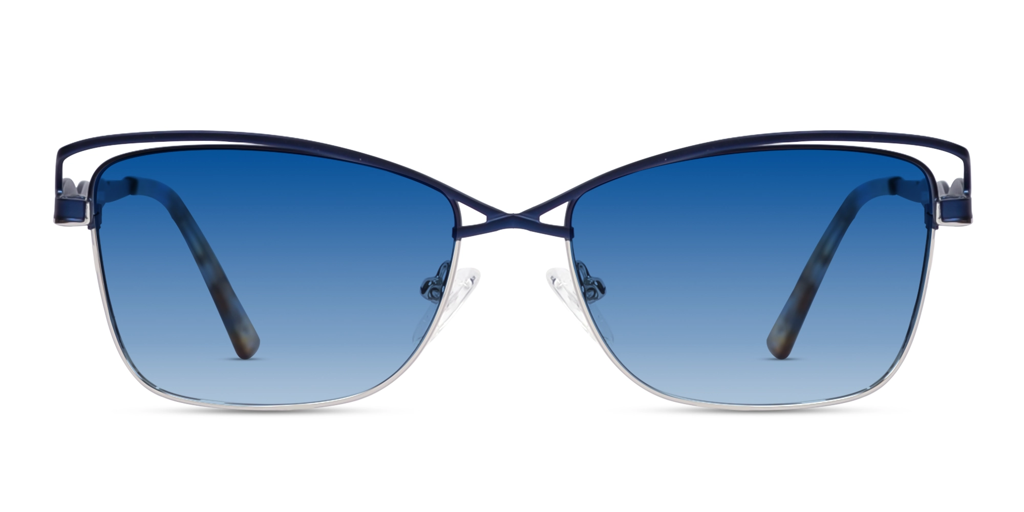 Matte Azure Blue & Silver Cat-eye Sunglasses 1