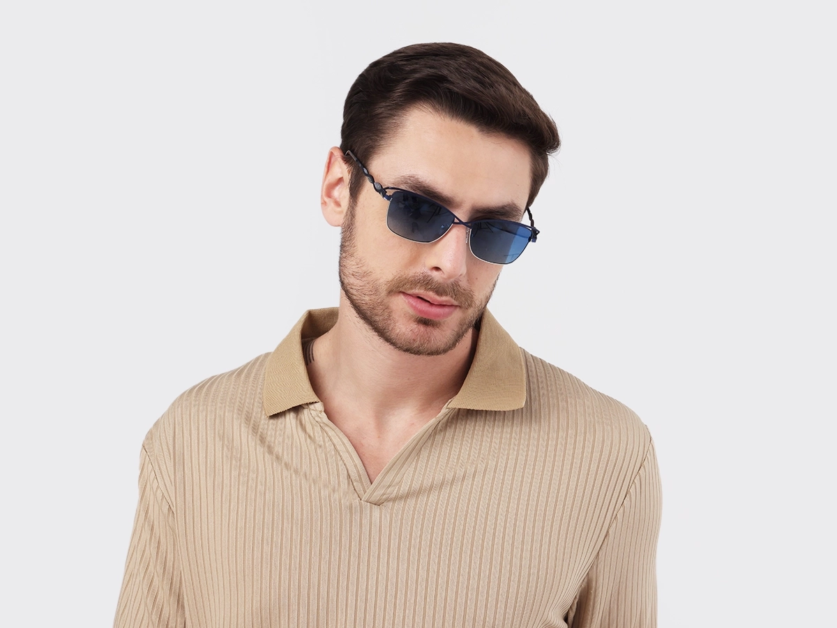 Matte Azure Blue & Silver Cat-eye Sunglasses 1