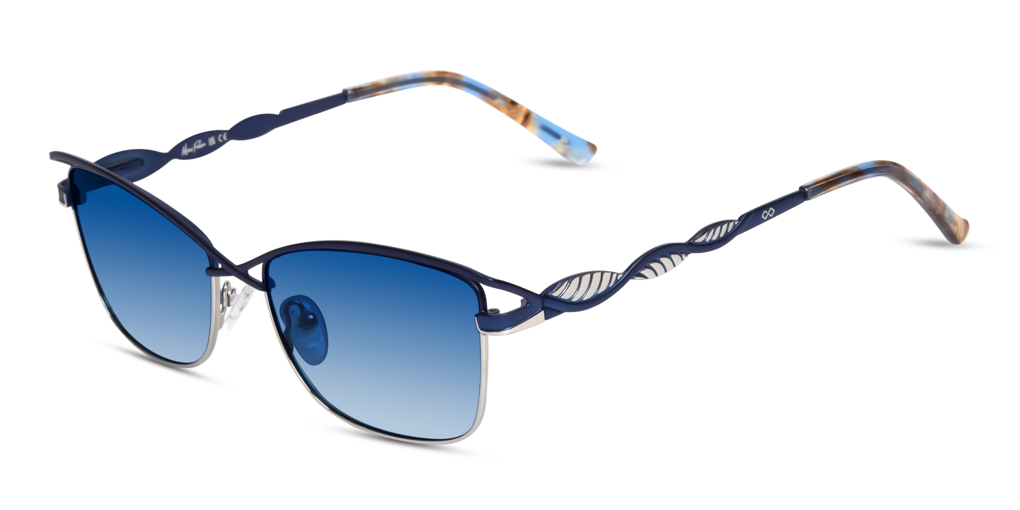 Matte Azure Blue & Silver Cat-eye Sunglasses 1
