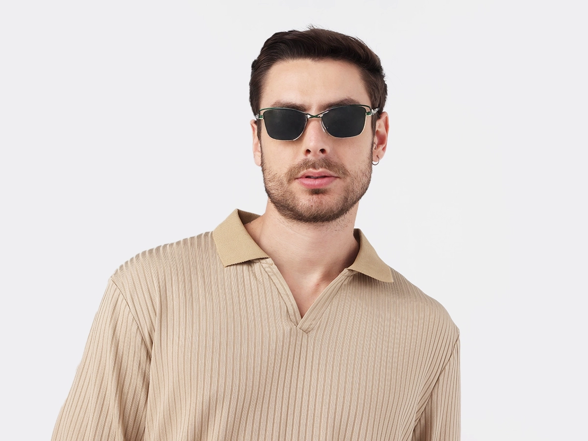 Matte Emerald Green & Gold Cat-Eye Sunglasses  1