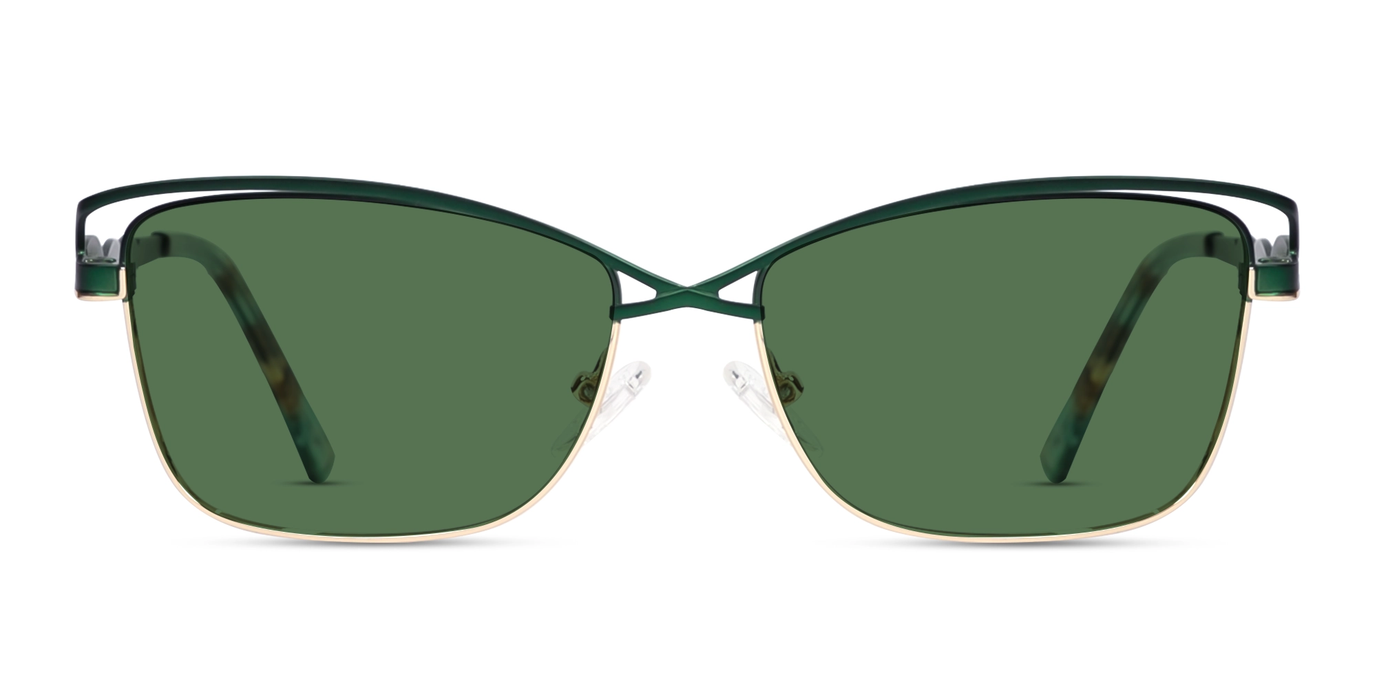 Matte Emerald Green & Gold Cat-Eye Sunglasses  1