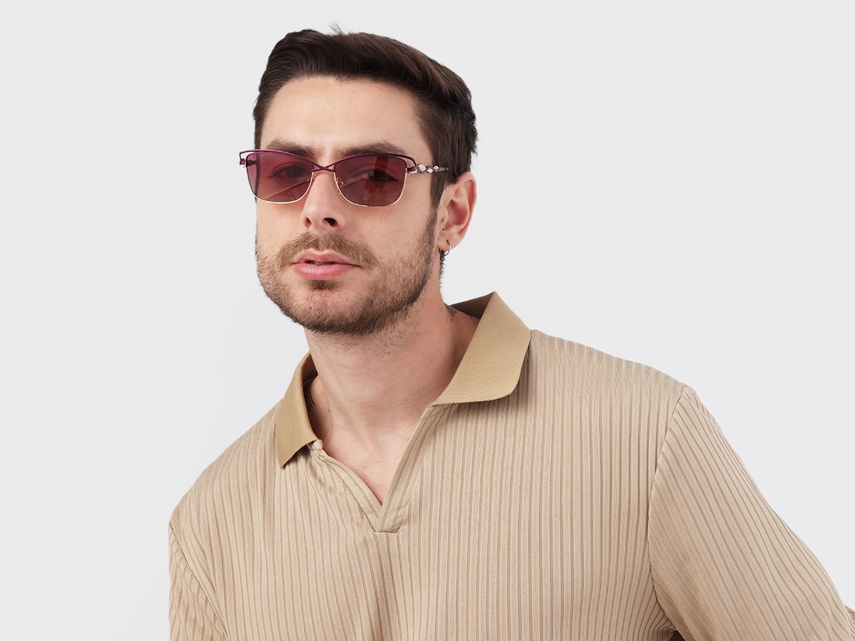 Matte Purple & Gold Cat-Eye Sunglasses 1