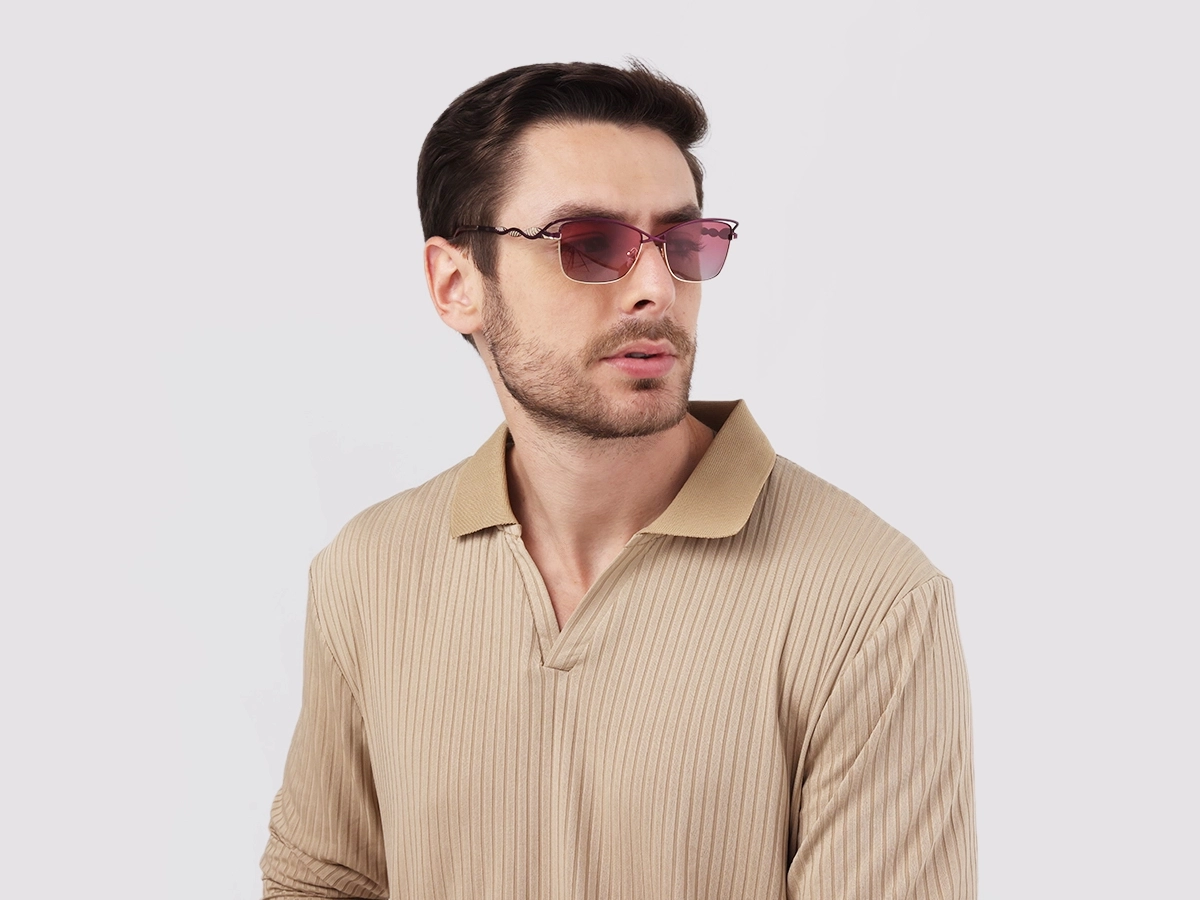 Matte Purple & Gold Cat-Eye Sunglasses 1