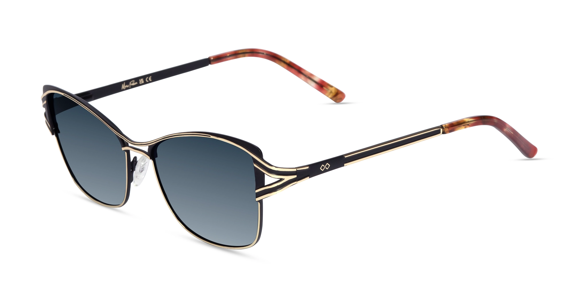 Champagne Gold & Black Butterfly Sunglasses-1