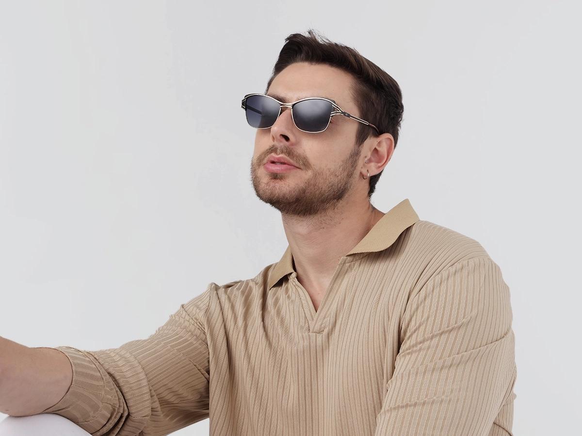 Champagne Gold & Black Butterfly Sunglasses-1