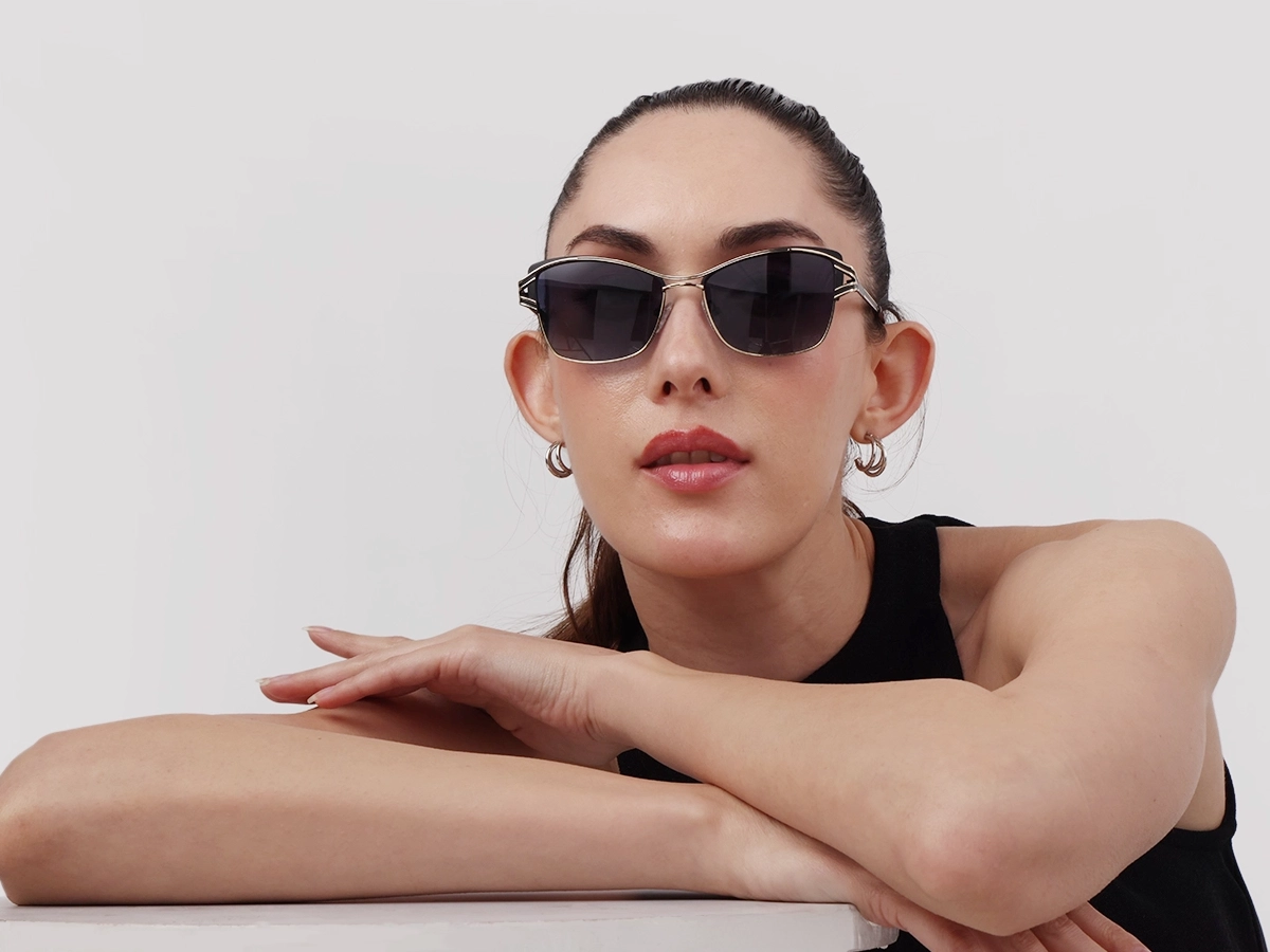 Champagne Gold & Black Butterfly Sunglasses-1