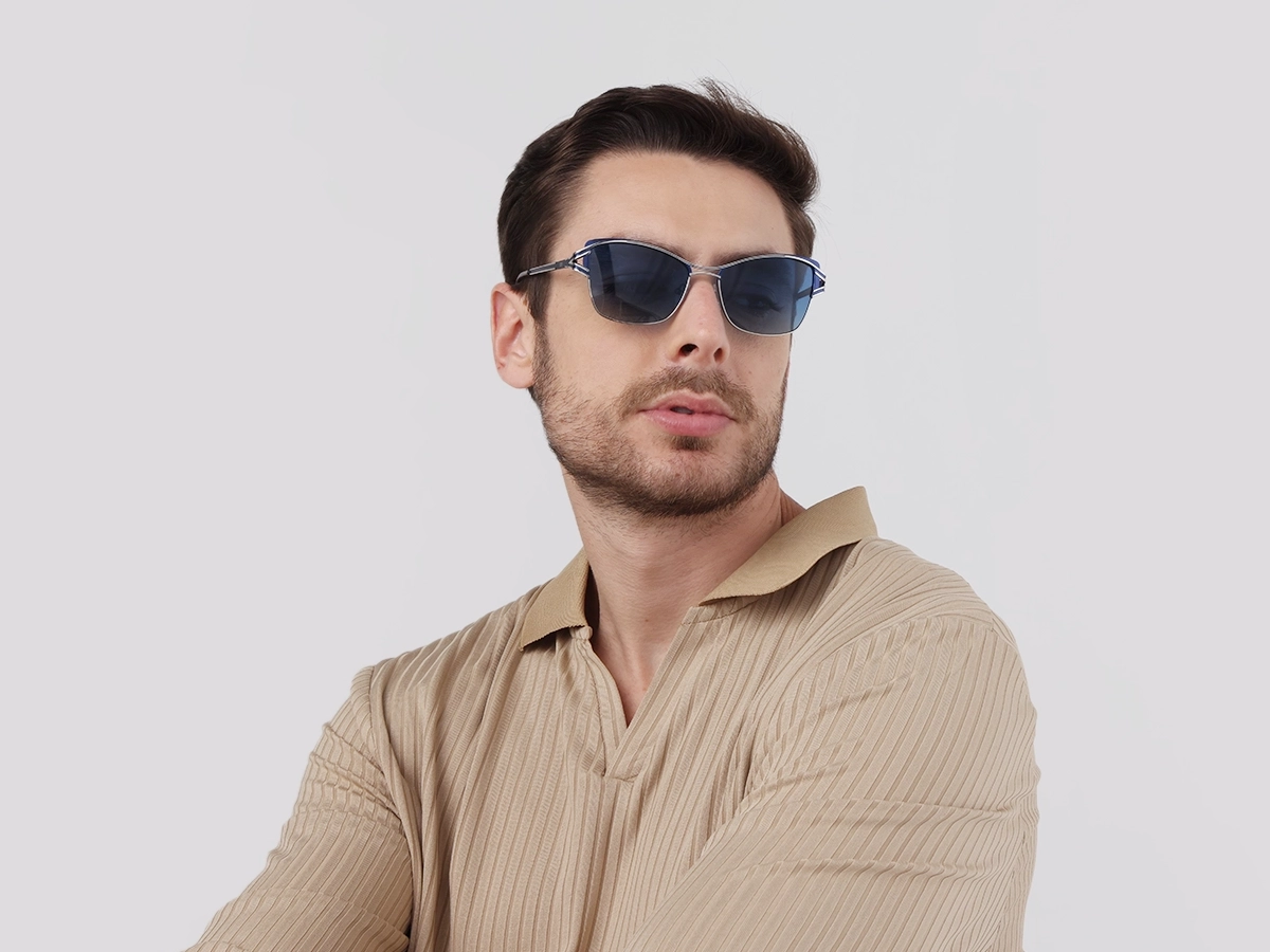 Silver & Blue Butterfly Sunglasses | Specscart-1
