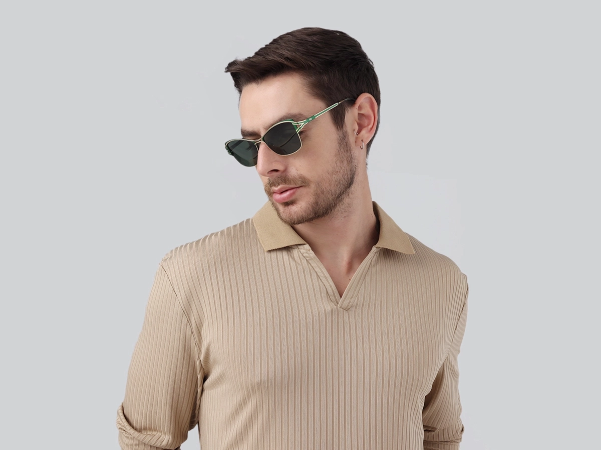 Green & Gold Butterfly Sunglasses | Specscart-1