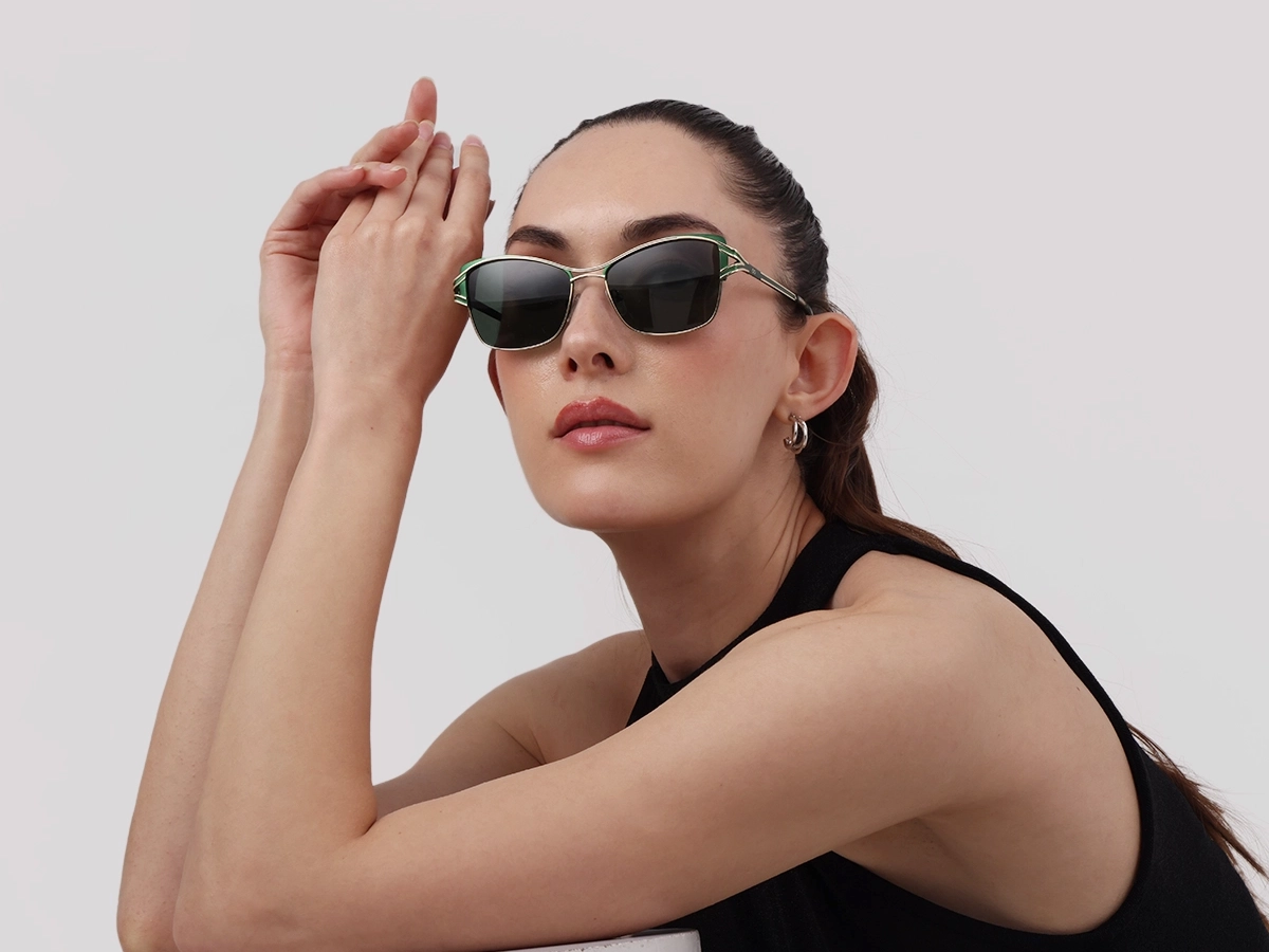 Green & Gold Butterfly Sunglasses | Specscart-1