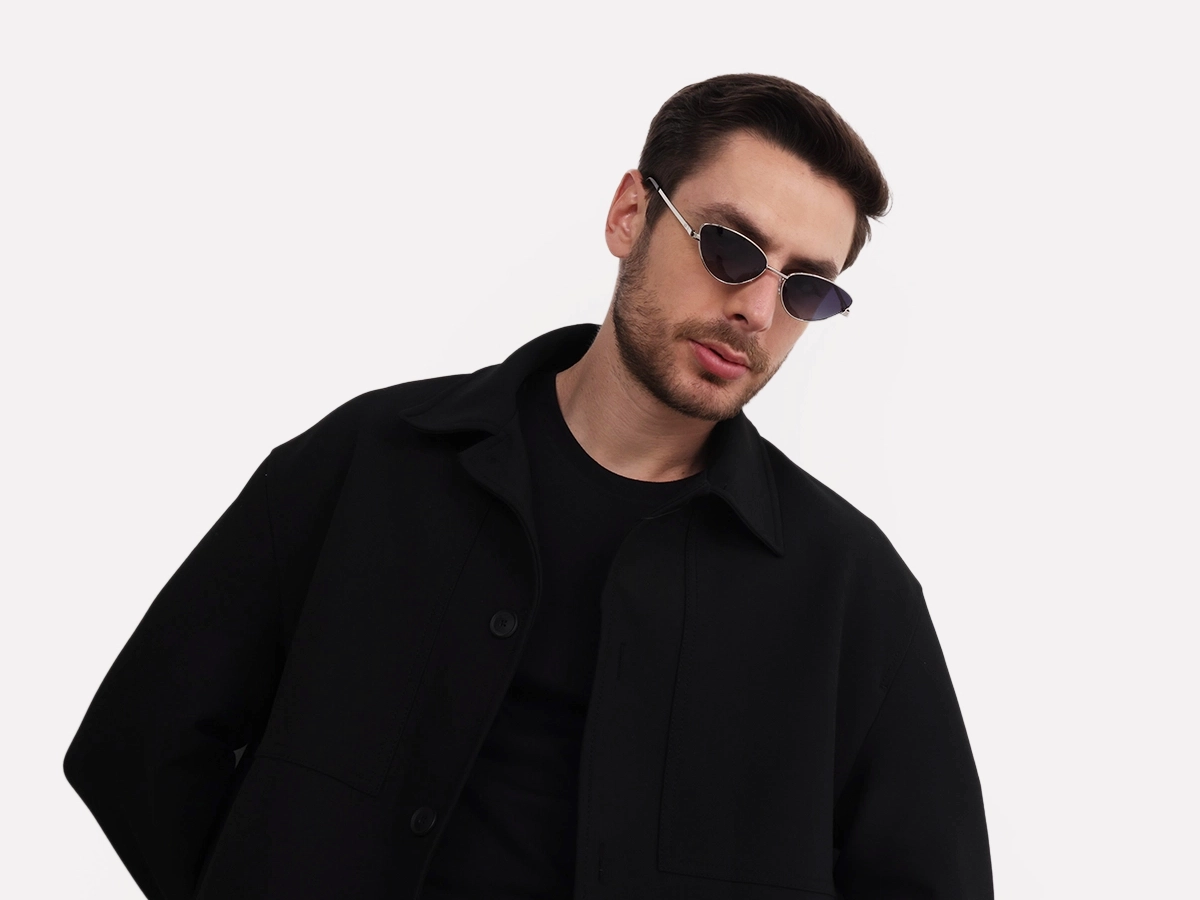 Silver Metal Full-Rim Cat-Eye Sunglasses 1