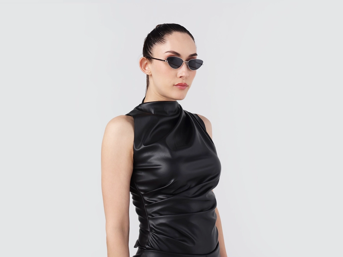 Silver and Black Marble Cat-Eye Sunglasses 1