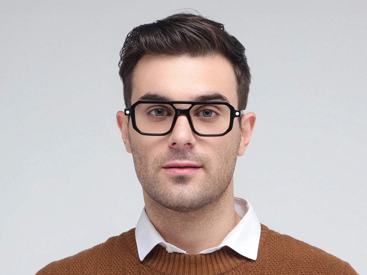Black Double Bridge Glasses 1