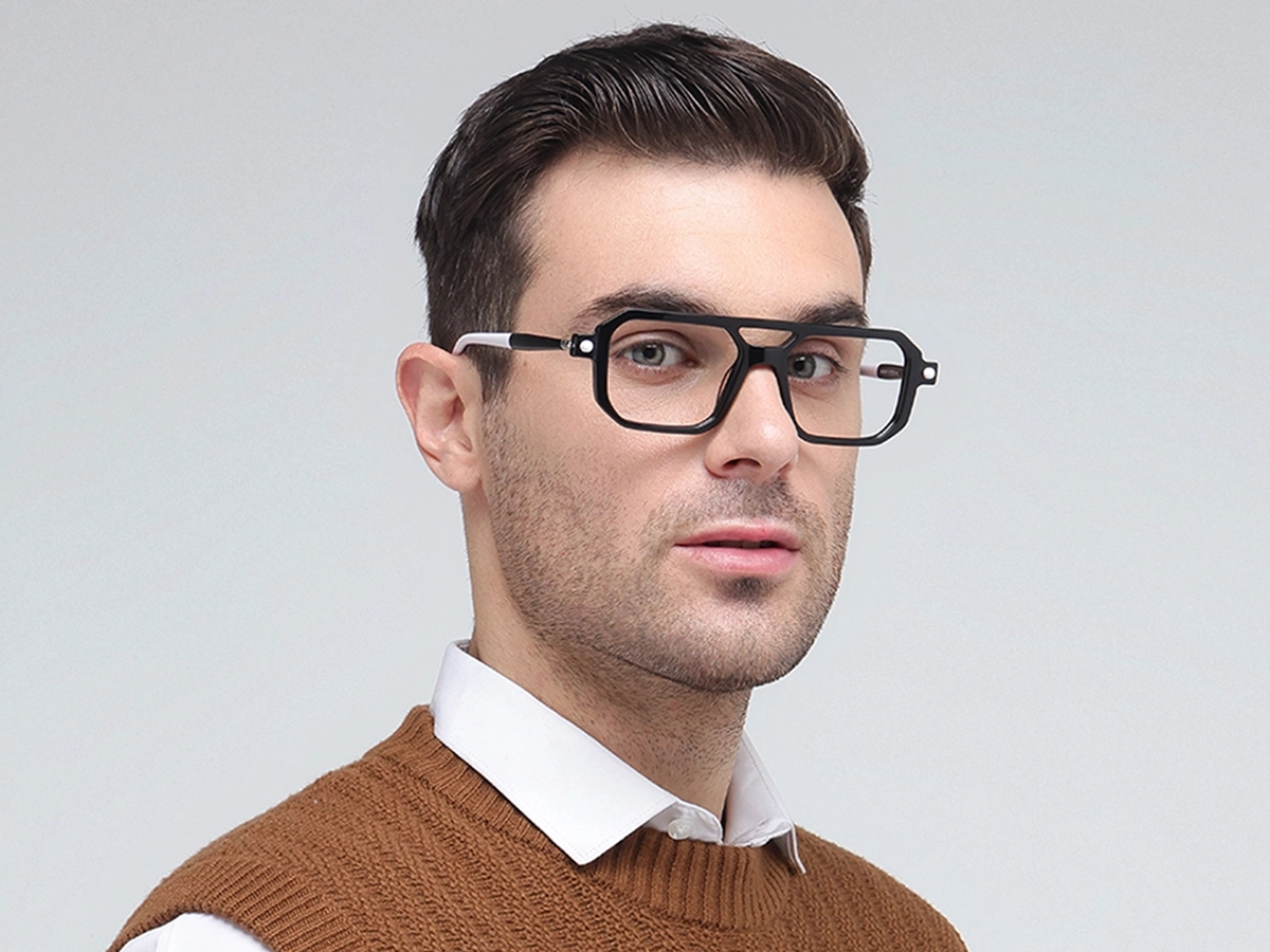 Black Double Bridge Glasses 1