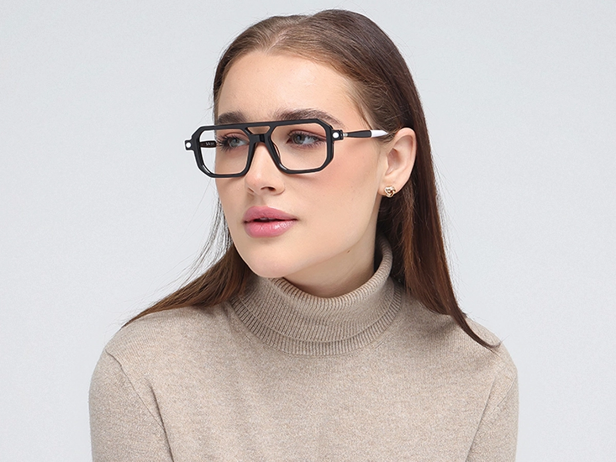 Black Double Bridge Glasses 1