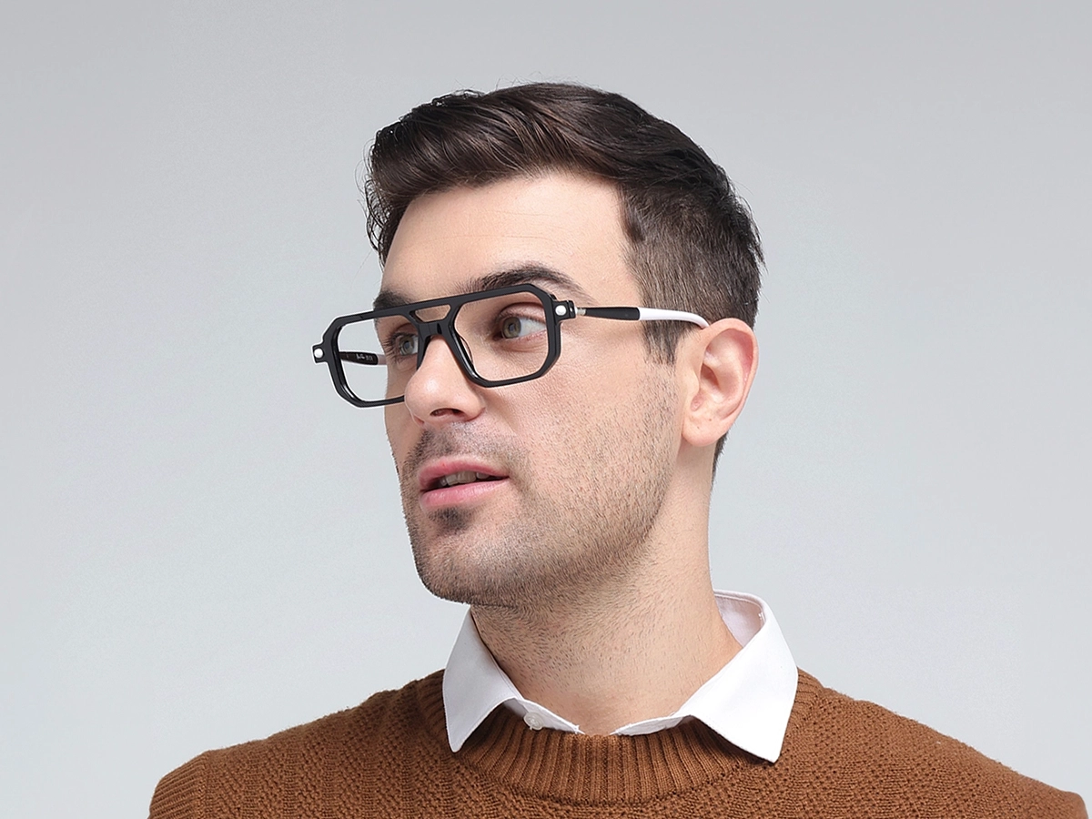 Black Double Bridge Glasses 1