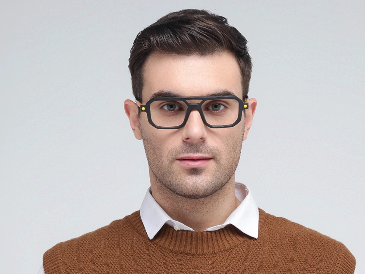 Matte Black Double Bridge Glasses 1