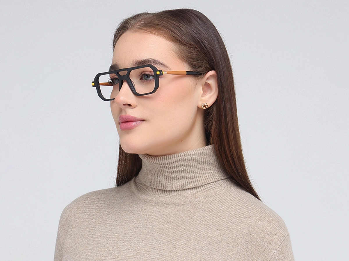 Matte Black Double Bridge Glasses 1