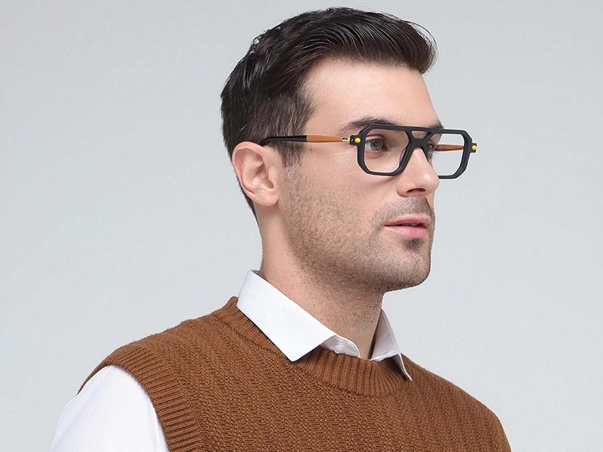 Matte Black Double Bridge Glasses 1