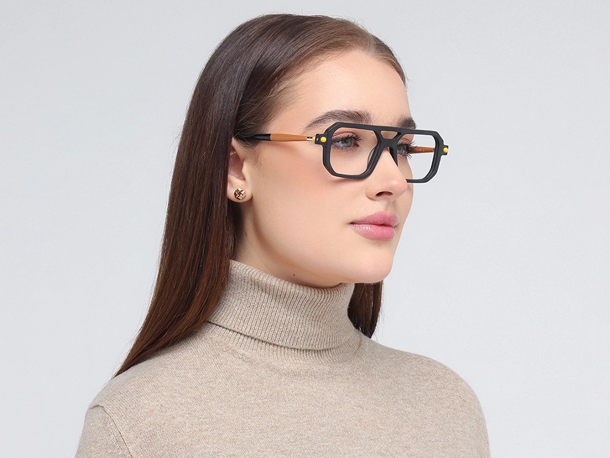 Matte Black Double Bridge Glasses 1