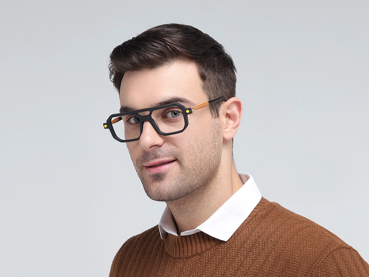 Matte Black Double Bridge Glasses 1