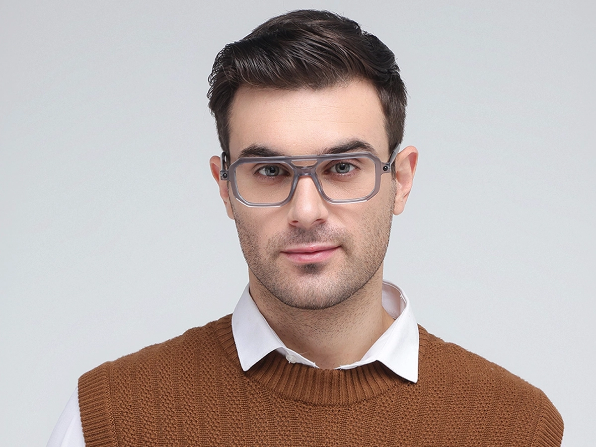 Grey Rectangle Eyeglasses 1