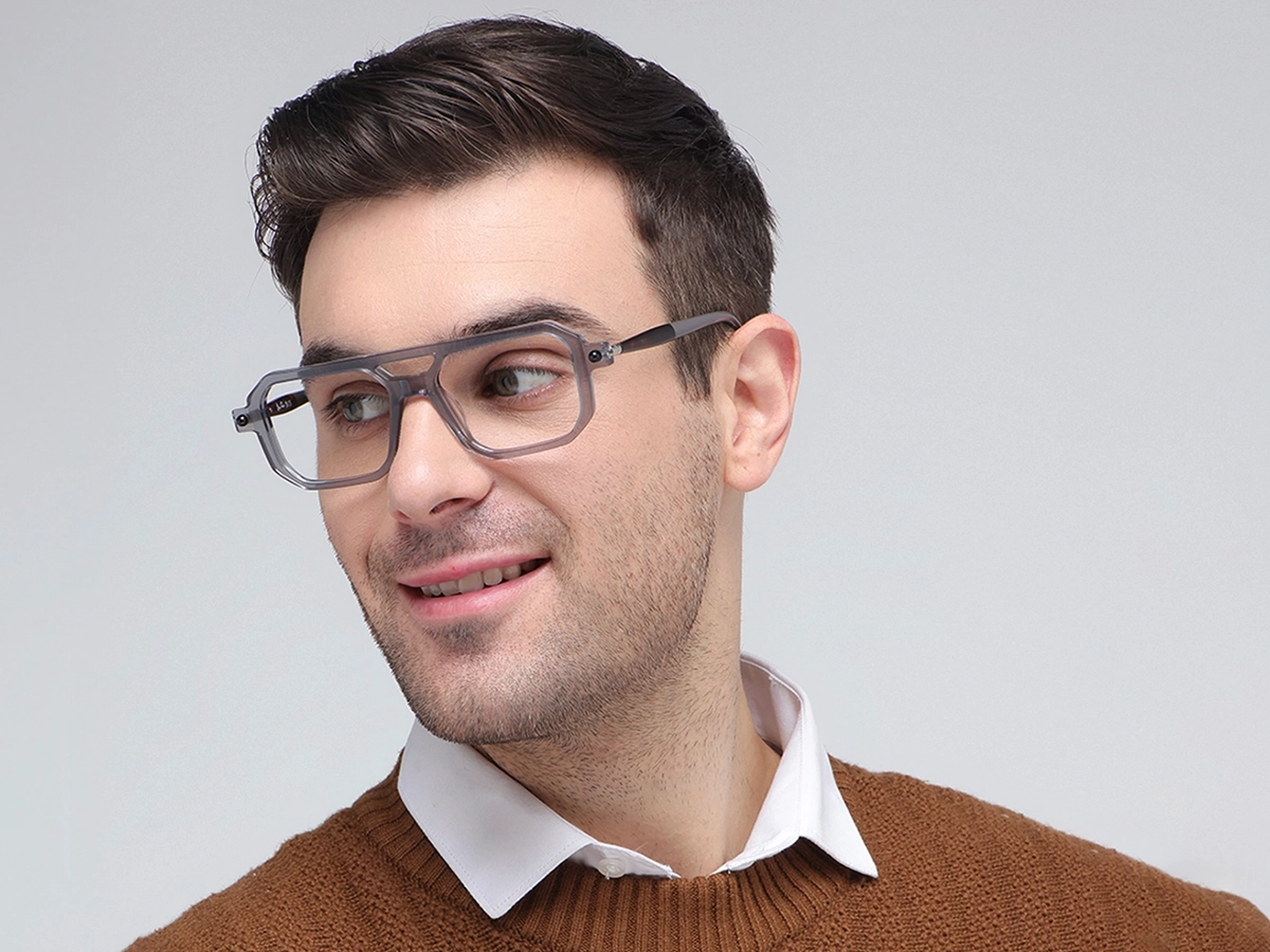 Grey Rectangle Eyeglasses 1