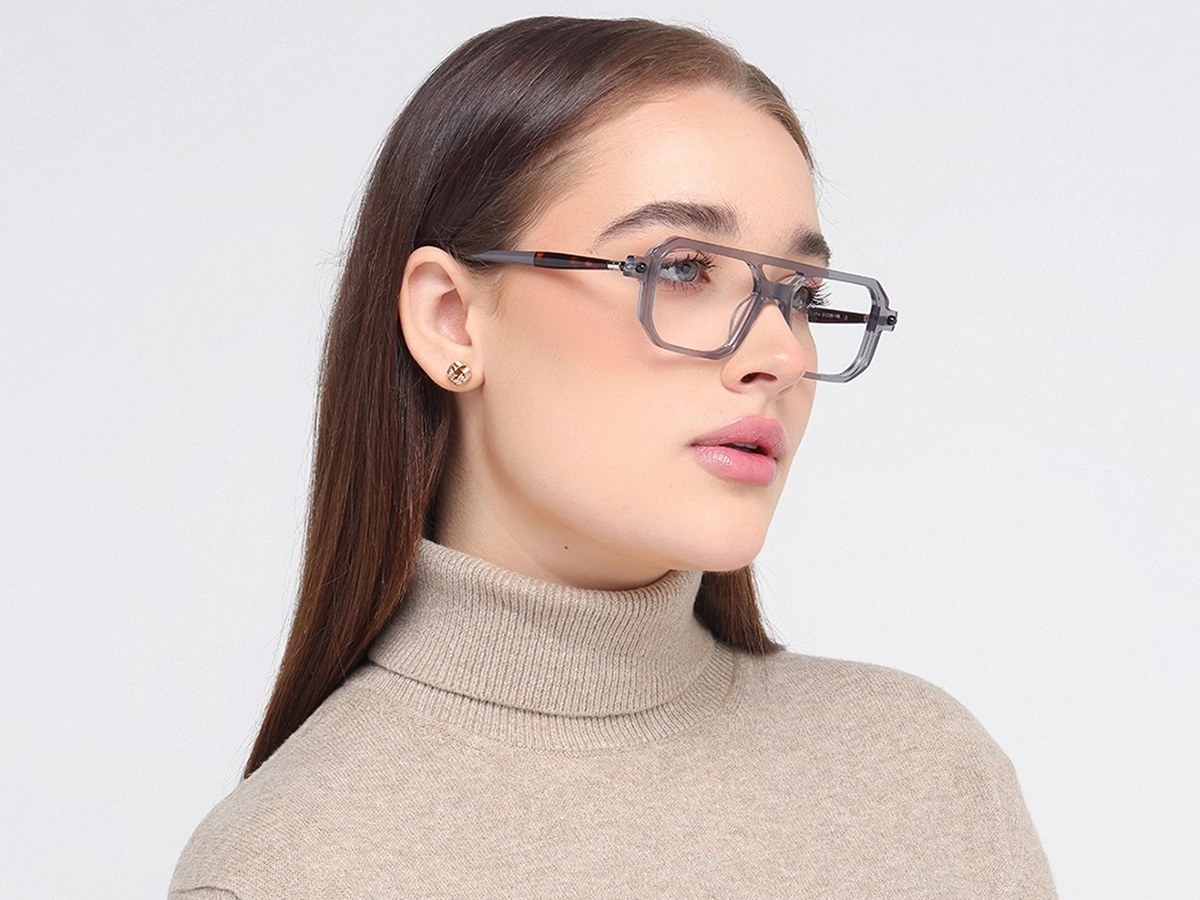 Grey Rectangle Eyeglasses 1