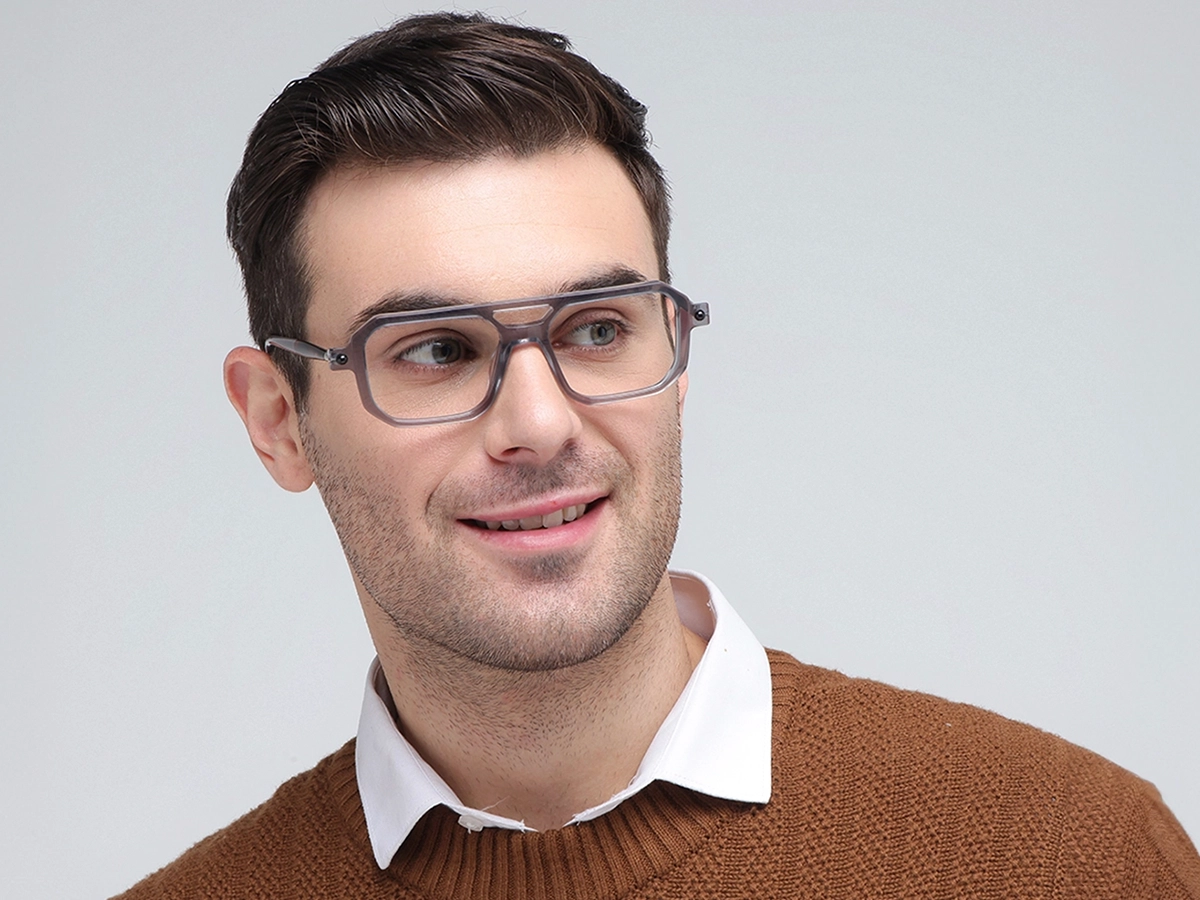 Grey Rectangle Eyeglasses 1