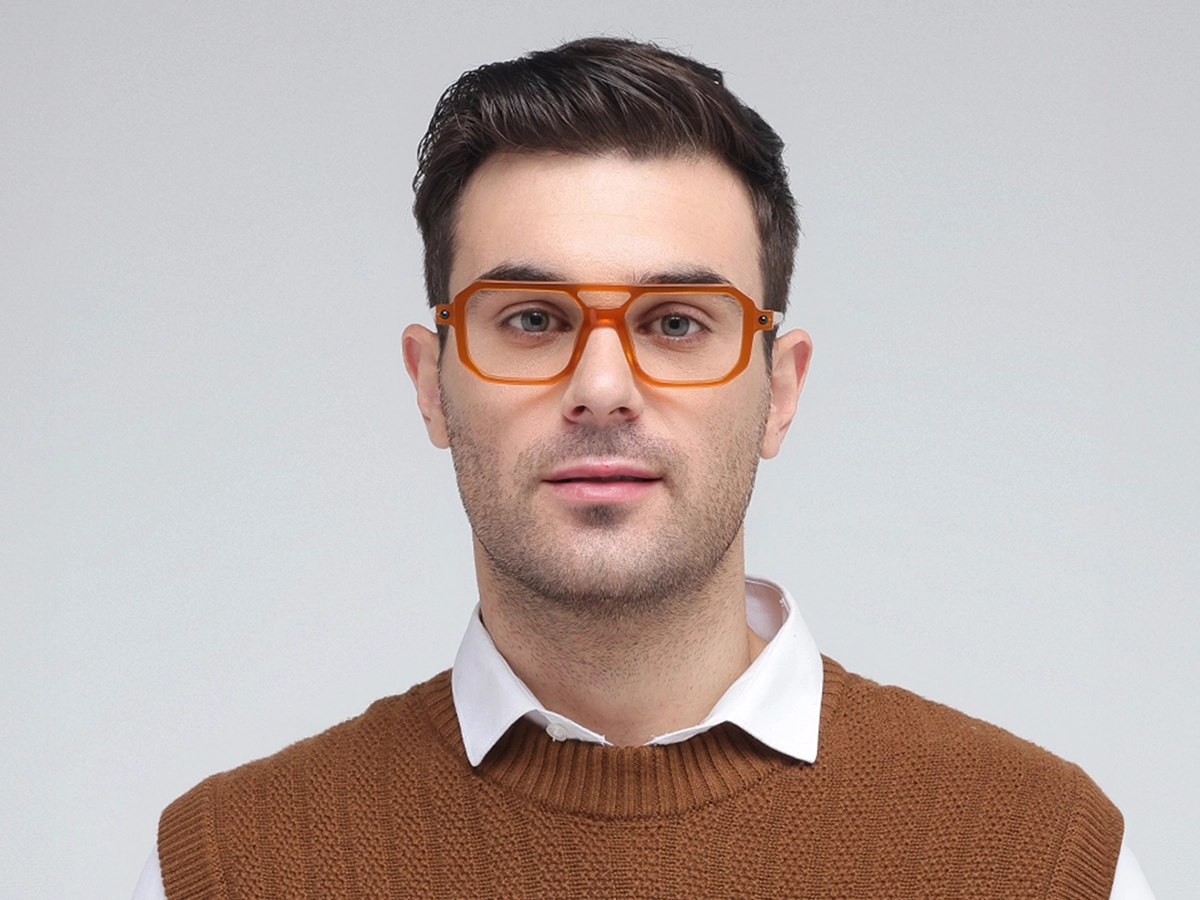 Orange Rectangle Glasses 1