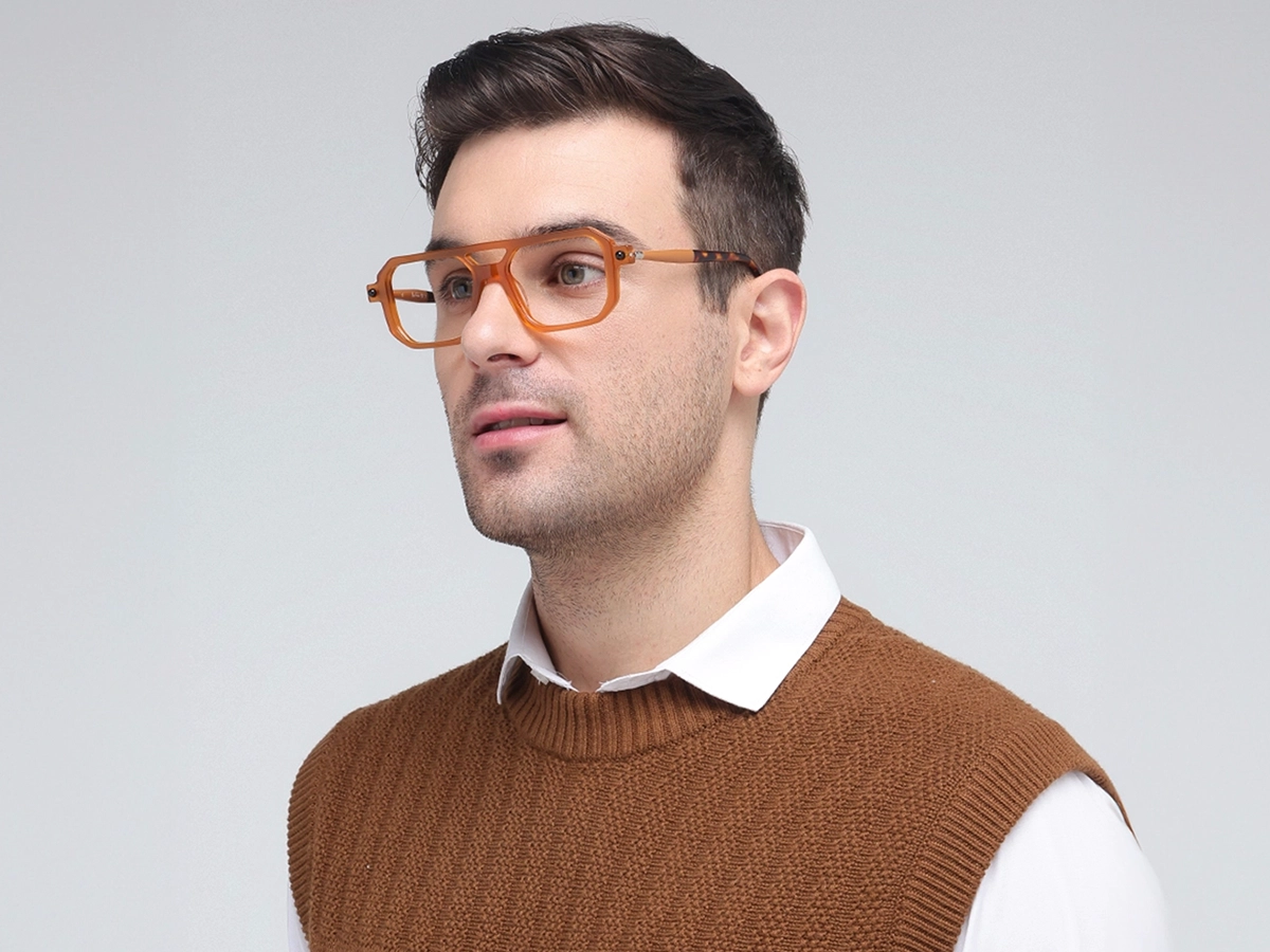 Orange Rectangle Glasses 1