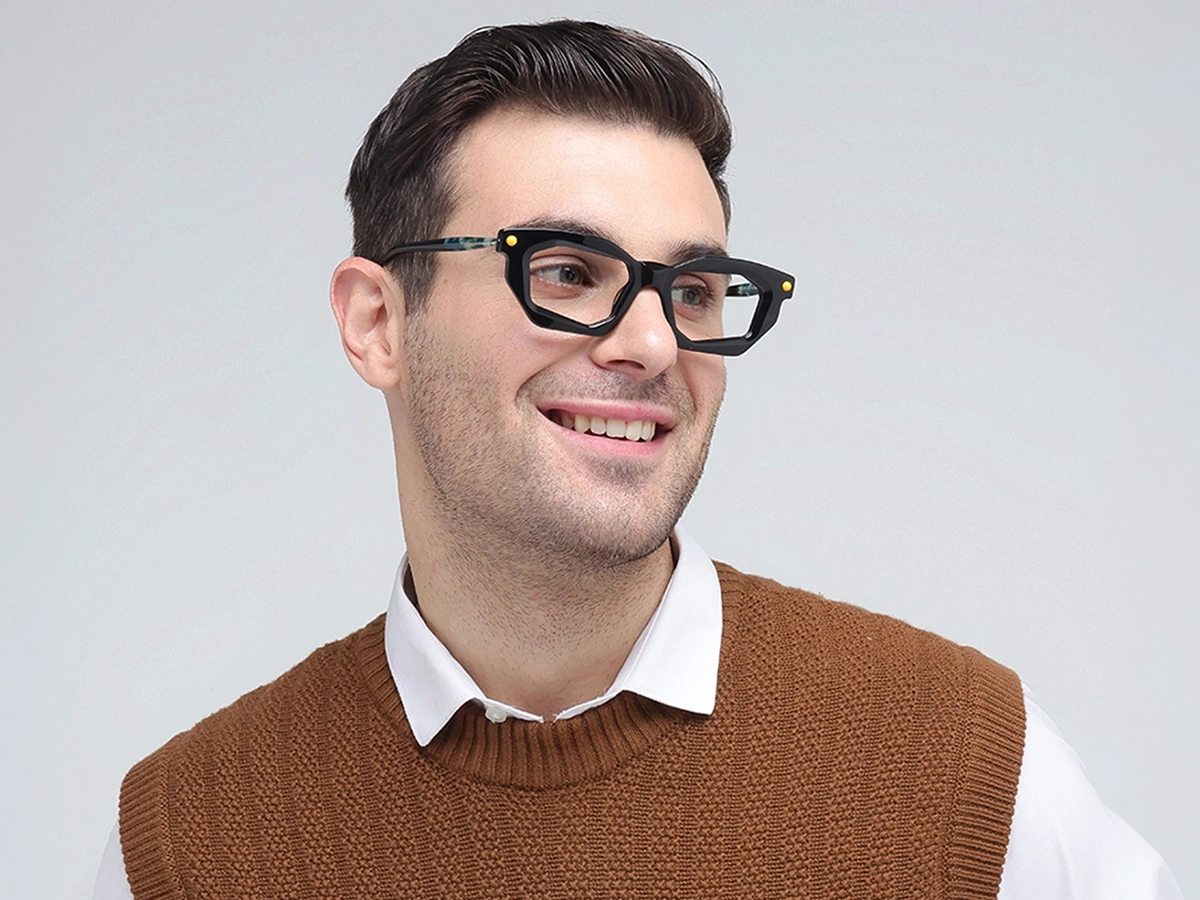 Black Rectangle Cat Eye Glasses 1