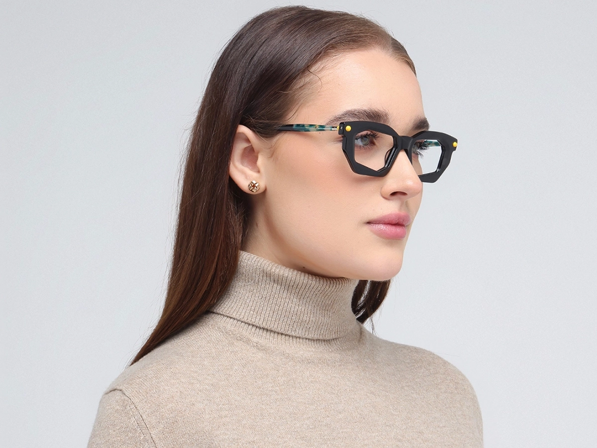 Black Rectangle Cat Eye Glasses 1