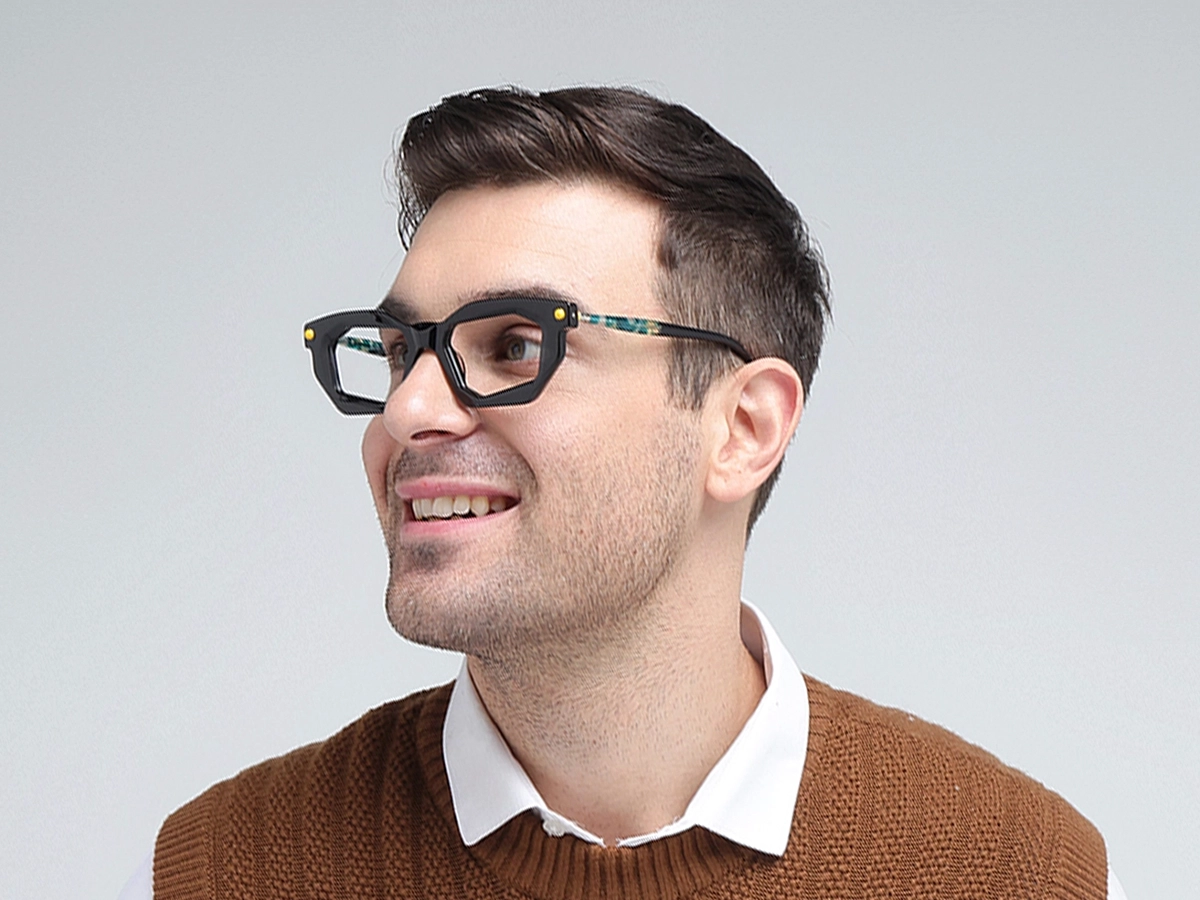 Black Rectangle Cat Eye Glasses 1