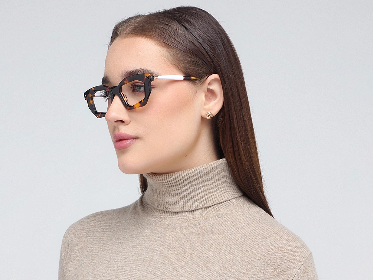 Havana Tortoise Rectangle Cat Eye Eyeglasses 1