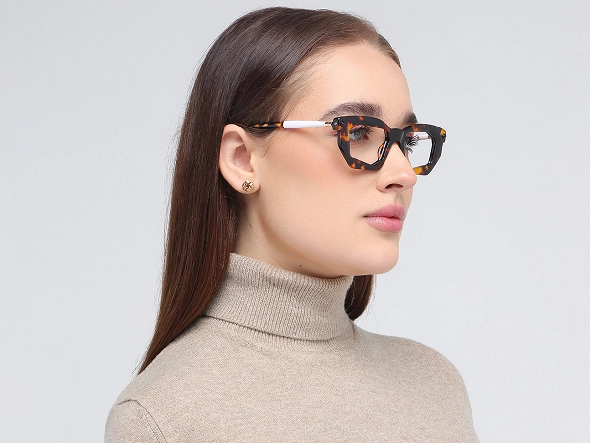 Havana Tortoise Rectangle Cat Eye Eyeglasses 1