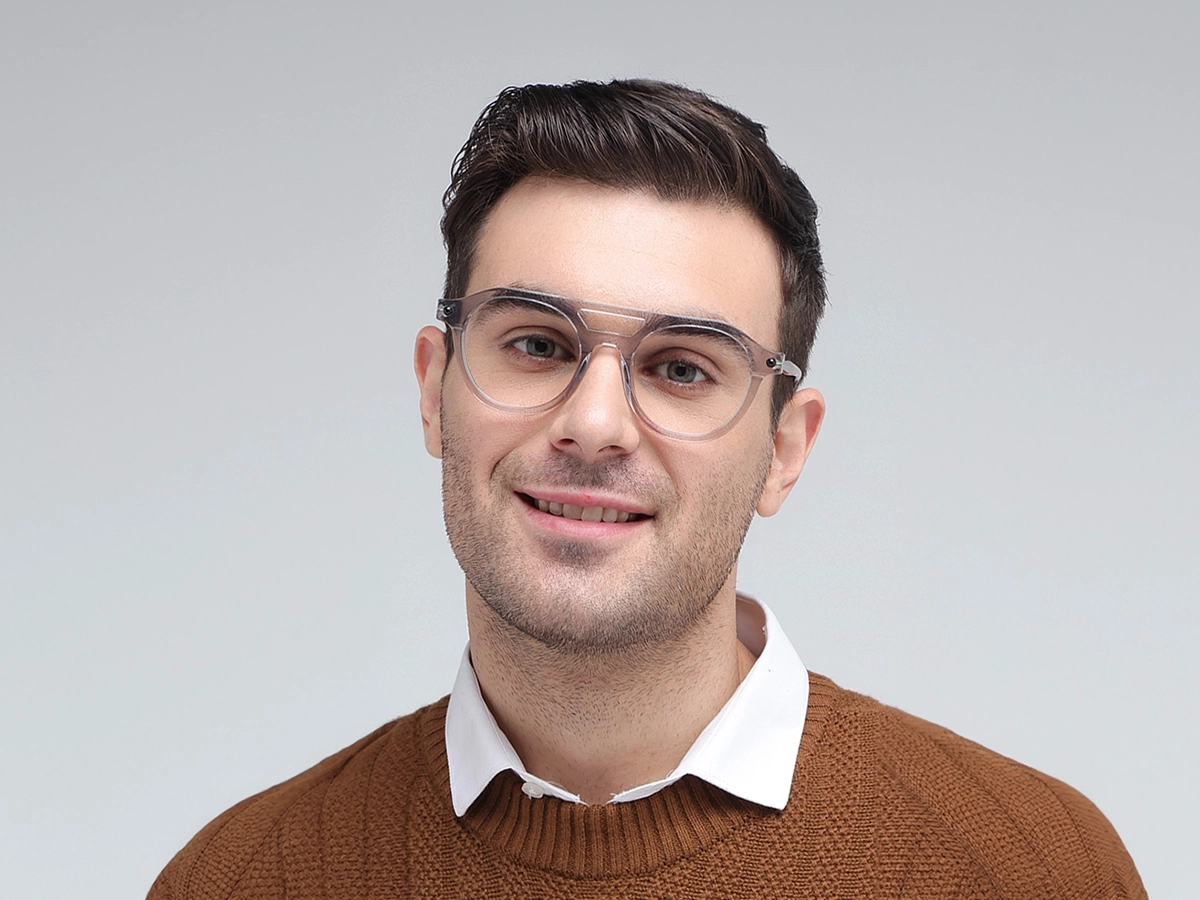 Silver Round Grey Glasses 1
