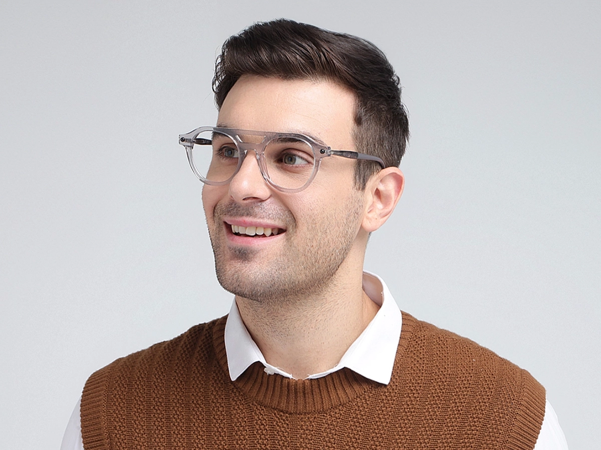 Silver Round Grey Glasses 1