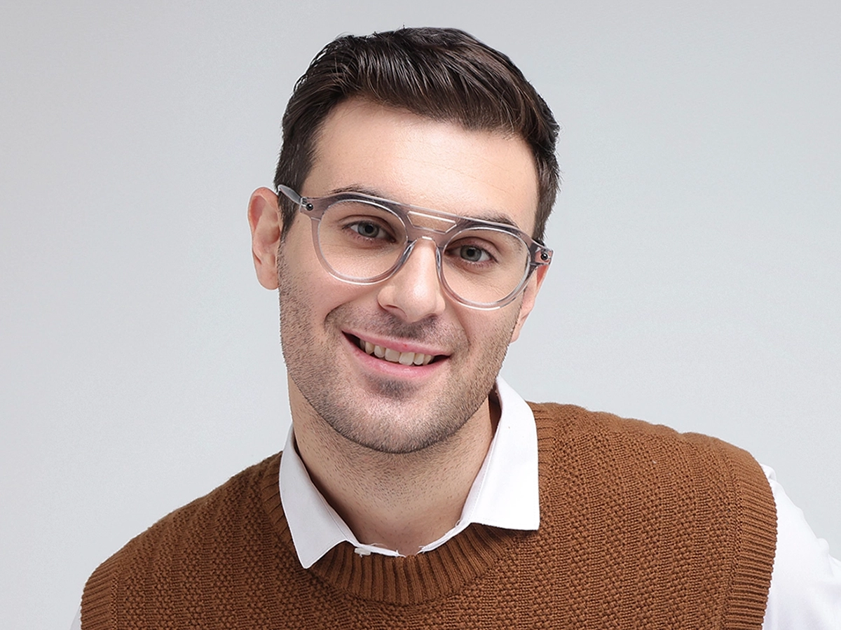 Silver Round Grey Glasses 1