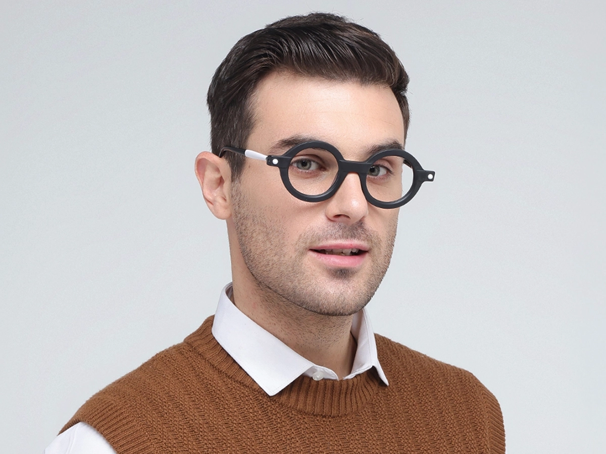 Matte Black Round Oval Glasses 1