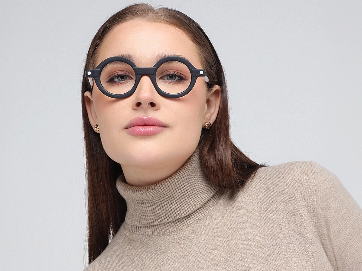 Matte Black Round Oval Glasses 1