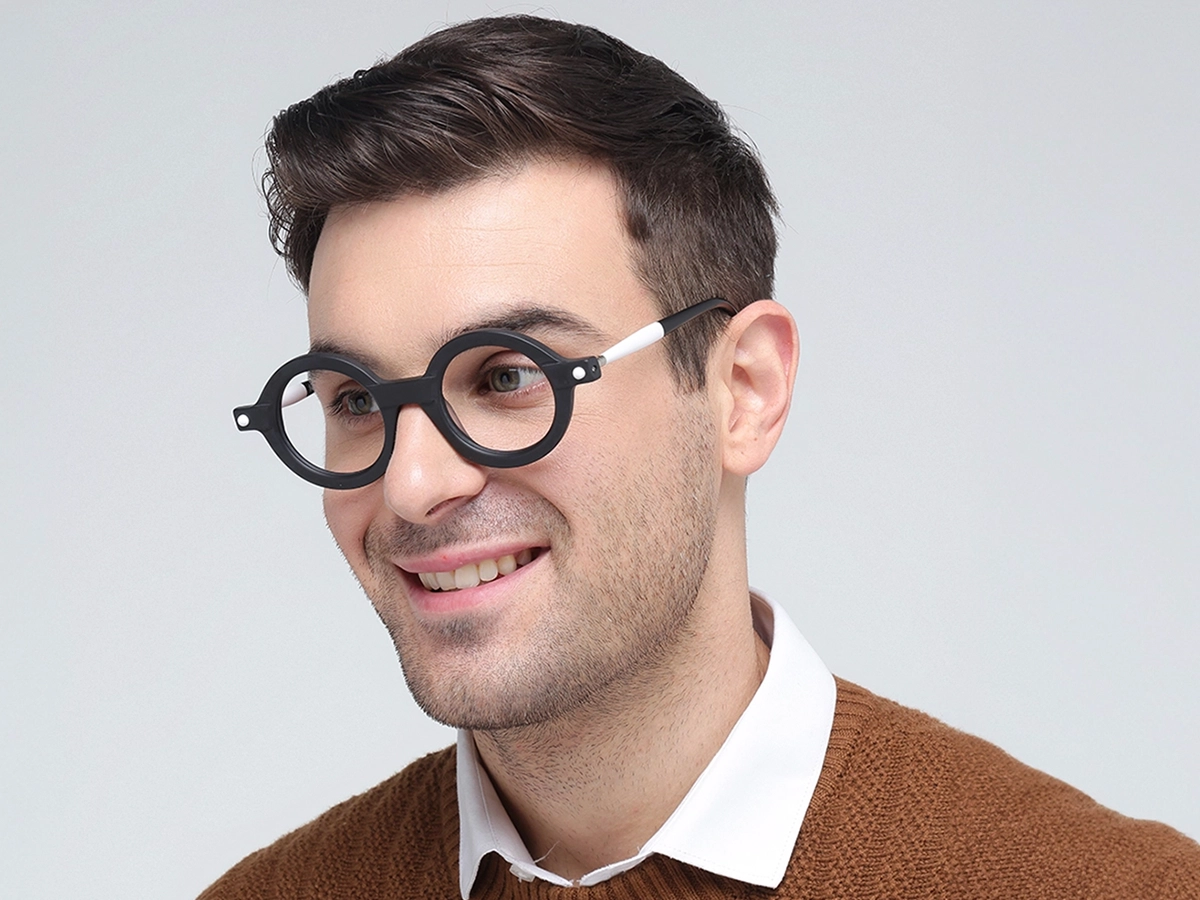 Matte Black Round Oval Glasses 1