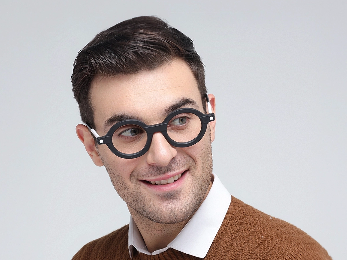 Matte Black Round Oval Glasses 1