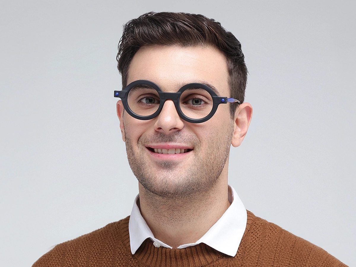Matte Black Round Oval Eyeglasses 1
