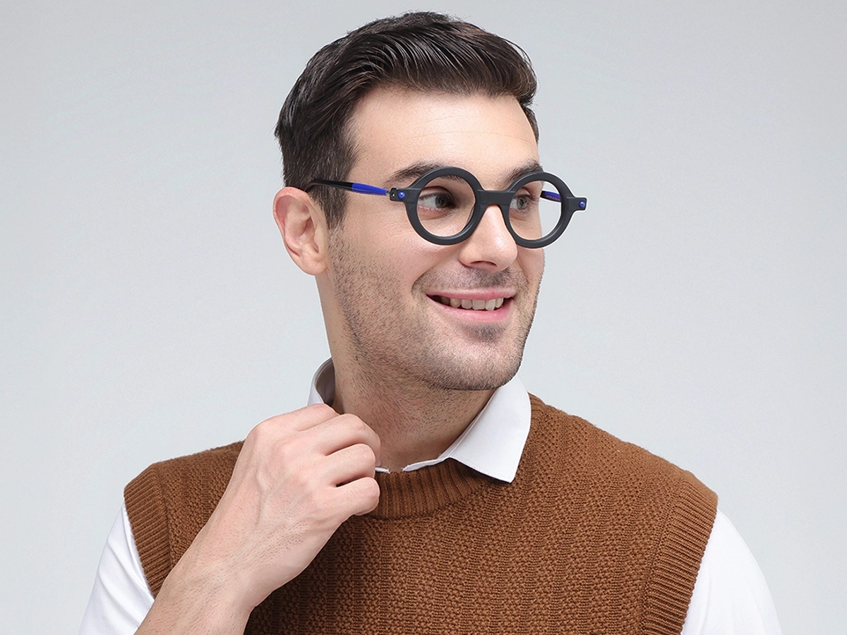Matte Black Round Oval Eyeglasses 1