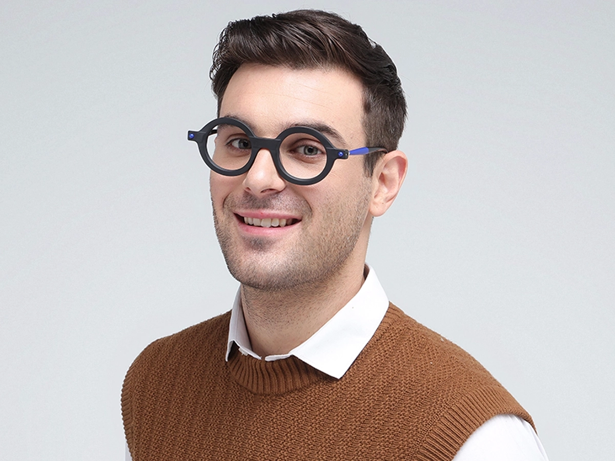 Matte Black Round Oval Eyeglasses 1