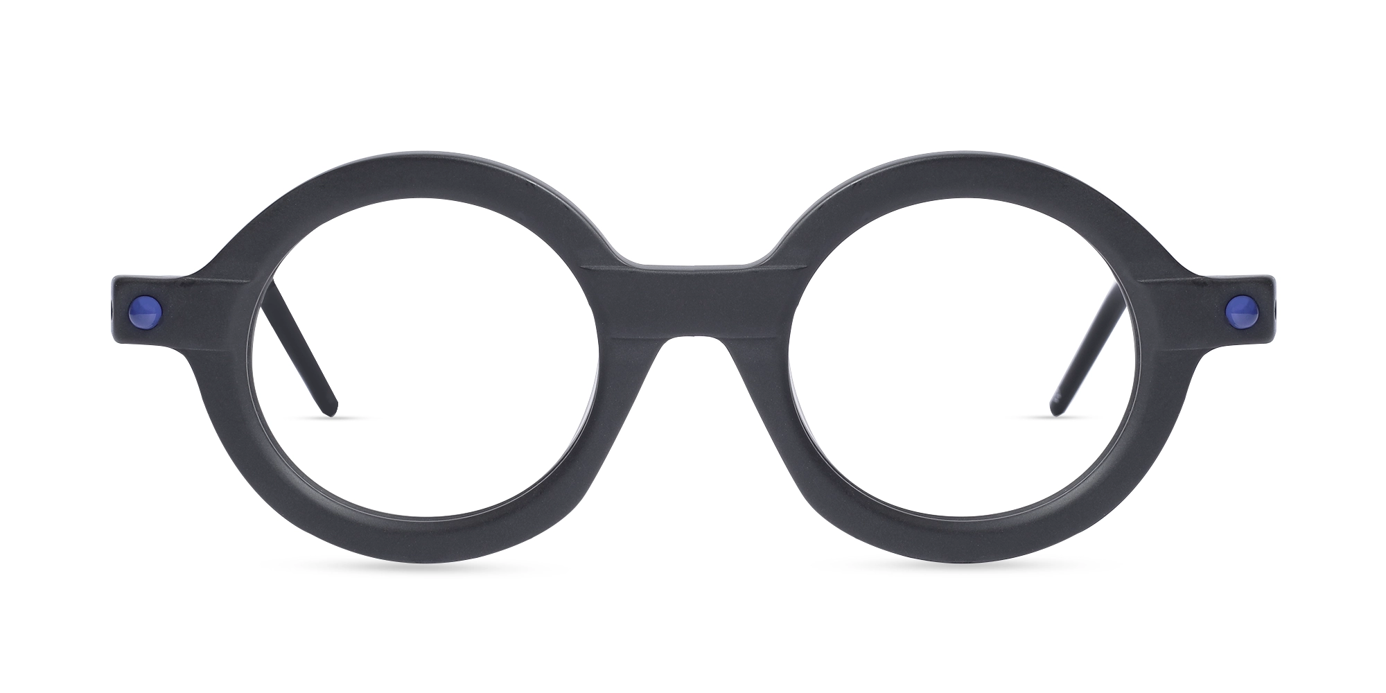 Matte Black Round Oval Eyeglasses 1