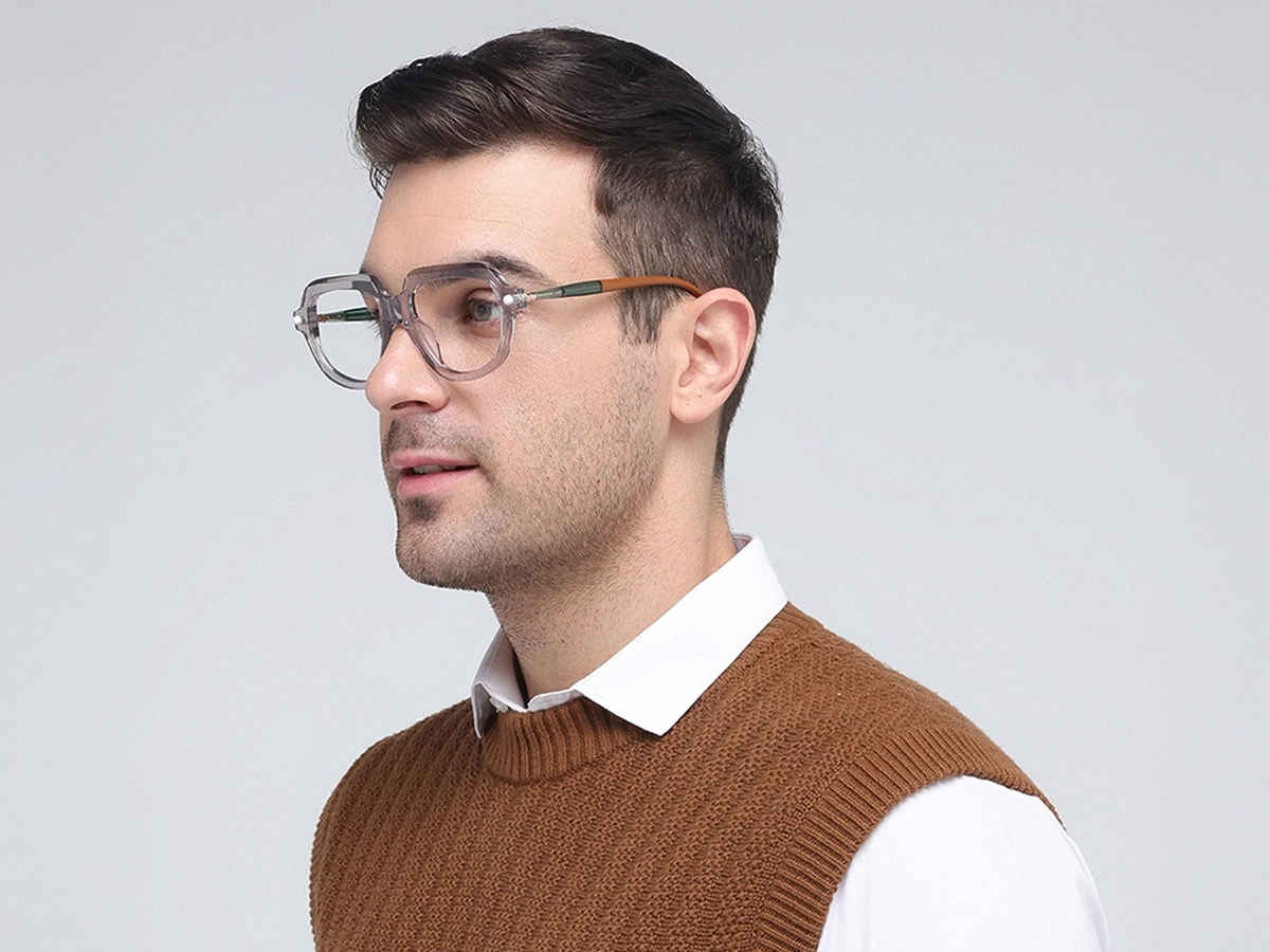 Crystal Silver Grey Oversized Glasses 1