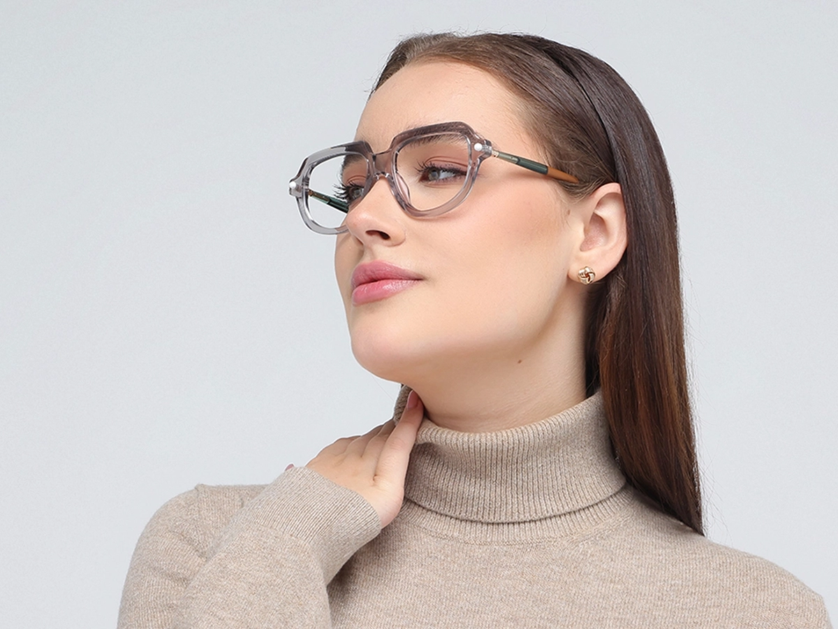 Crystal Silver Grey Oversized Glasses 1